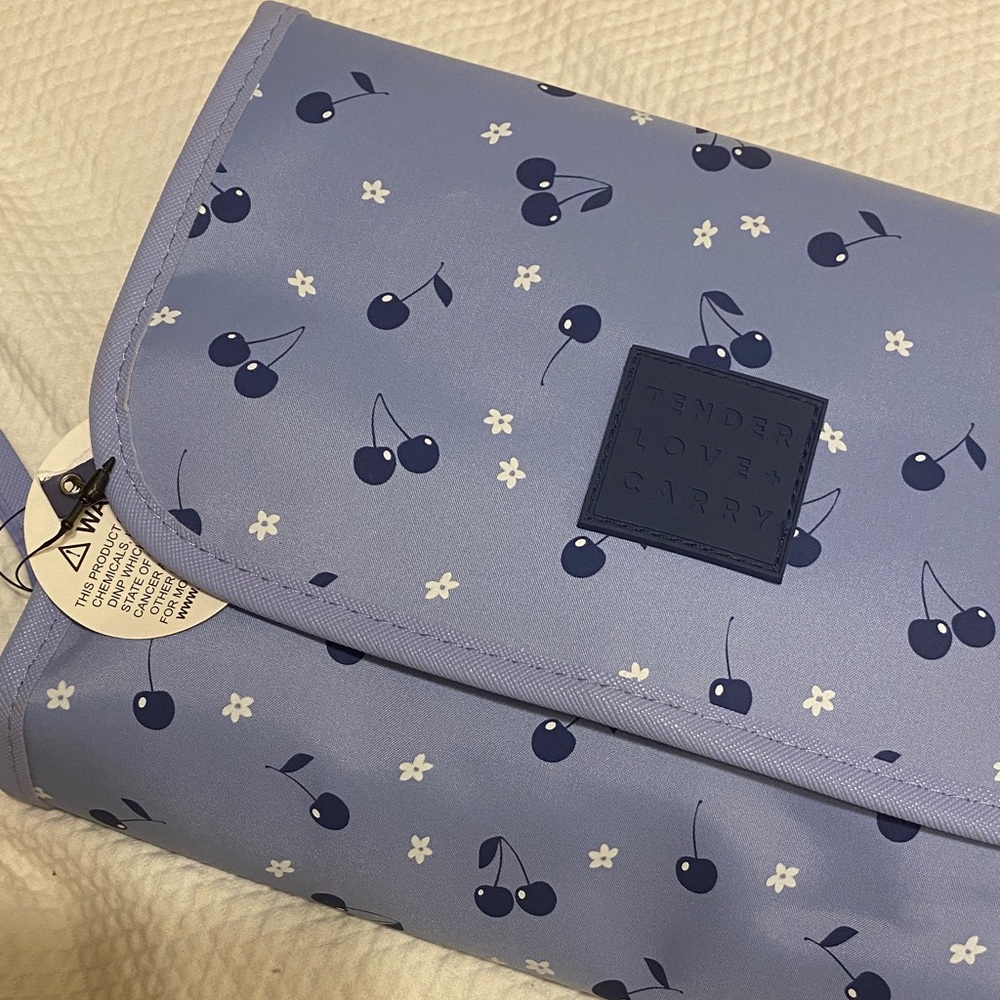 Tender Love + Carry | Rollup Blue Cherry Print traveling Bag